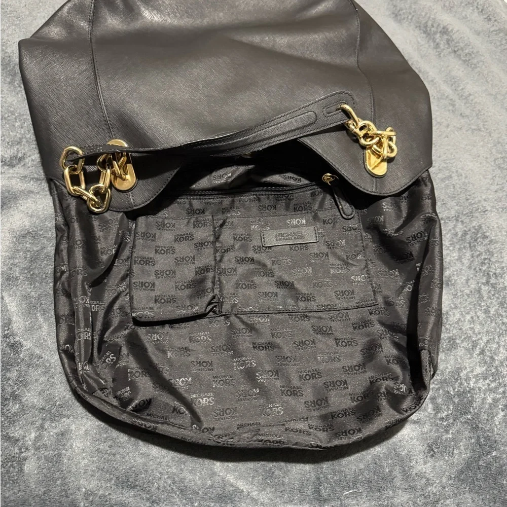 Michael Kors Black Shoulder Bag with Gold Chain